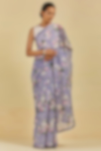 Periwinkle Printed Saree Set by Atelier Shikaarbagh