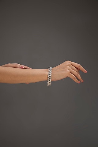 Silver Finish Bangle In Sterling Silver by Auraa Trends Silver Jewellery