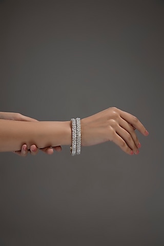 Silver Finish Bangle In Sterling Silver by Auraa Trends Silver Jewellery