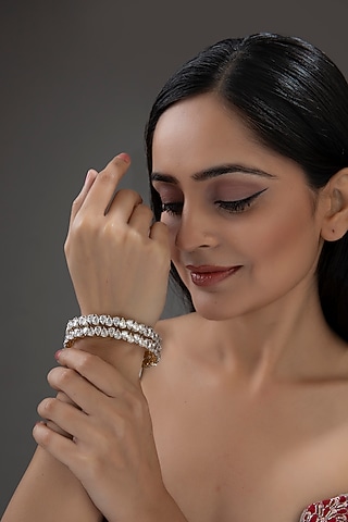 Silver Finish Bangle In Sterling Silver by Auraa Trends Silver Jewellery