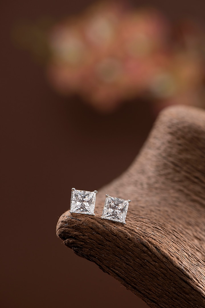 Silver Finish Stud Earrings In Sterling Silver by Auraa Trends Silver Jewellery at Pernia's Pop Up Shop