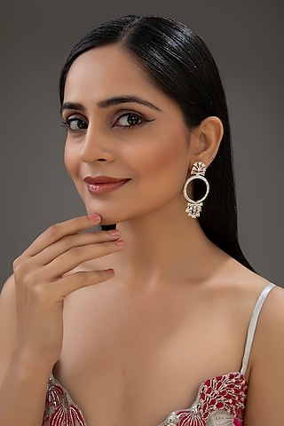 Silver Finish Dangler Earrings In Sterling Silver by Auraa Trends Silver Jewellery