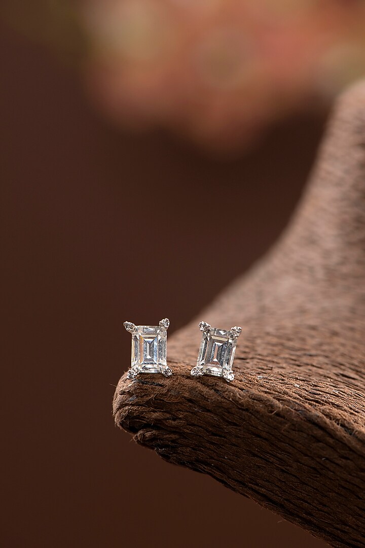 Silver Finish Stud Earrings In Sterling Silver by Auraa Trends Silver Jewellery at Pernia's Pop Up Shop