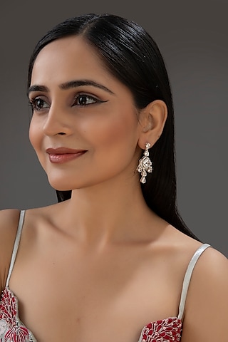 Silver Finish Dangler Earrings In Sterling Silver by Auraa Trends Silver Jewellery