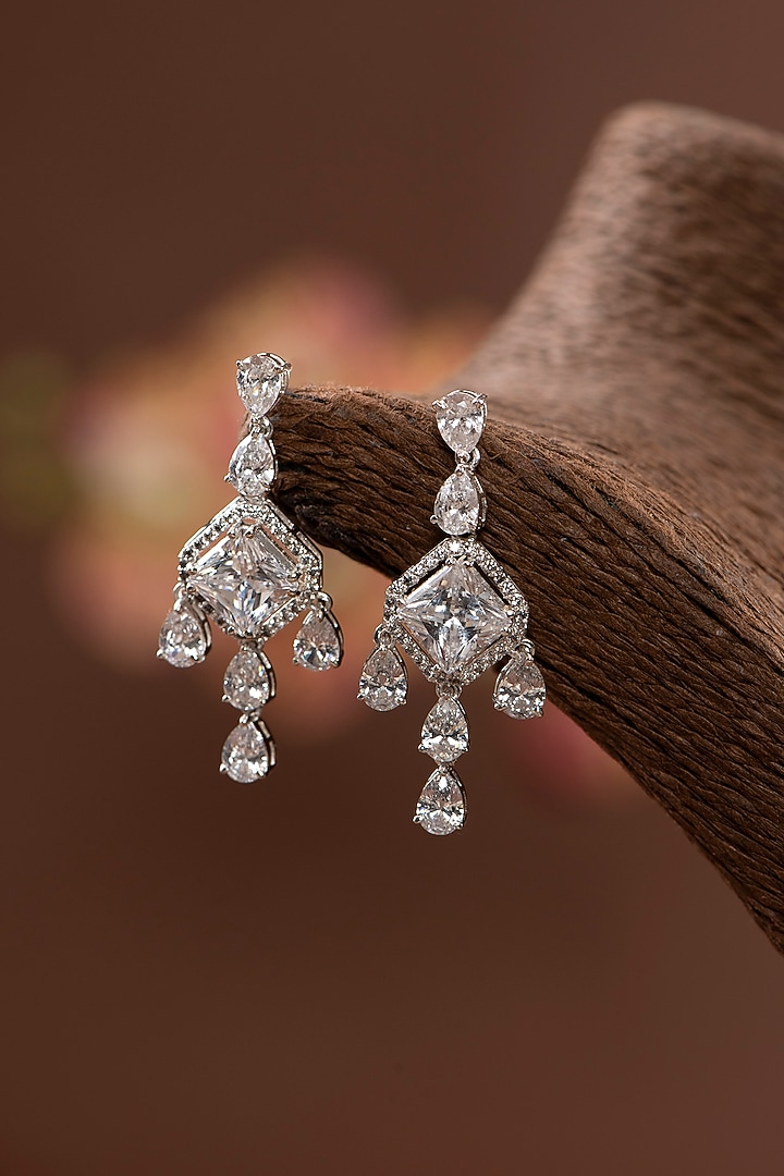 Silver Finish Dangler Earrings In Sterling Silver by Auraa Trends Silver Jewellery at Pernia's Pop Up Shop
