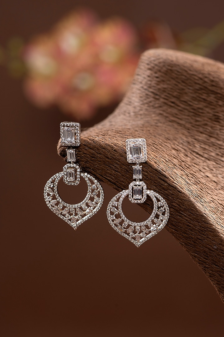 Silver Finish Dangler Earrings In Sterling Silver by Auraa Trends Silver Jewellery at Pernia's Pop Up Shop