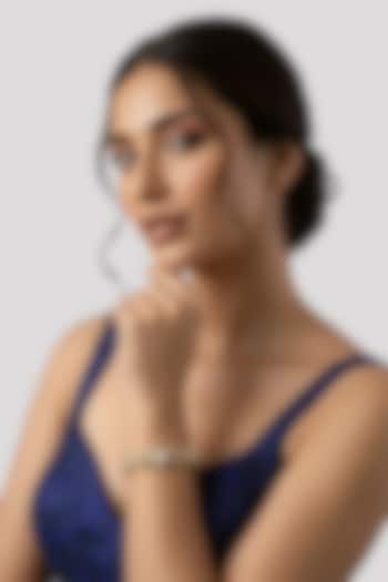 Gold Finish Kundan Polki Bracelet In Sterling Silver by Auraa Trends Silver Jewellery at Pernia's Pop Up Shop