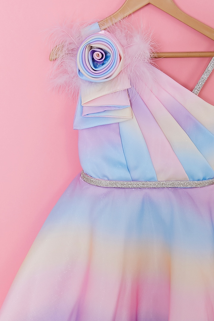 Multi-Colored Poly Silk One-Shoulder Dress For Girls by A.T.U.N. (All Things Uber Nice) at Pernia's Pop Up Shop