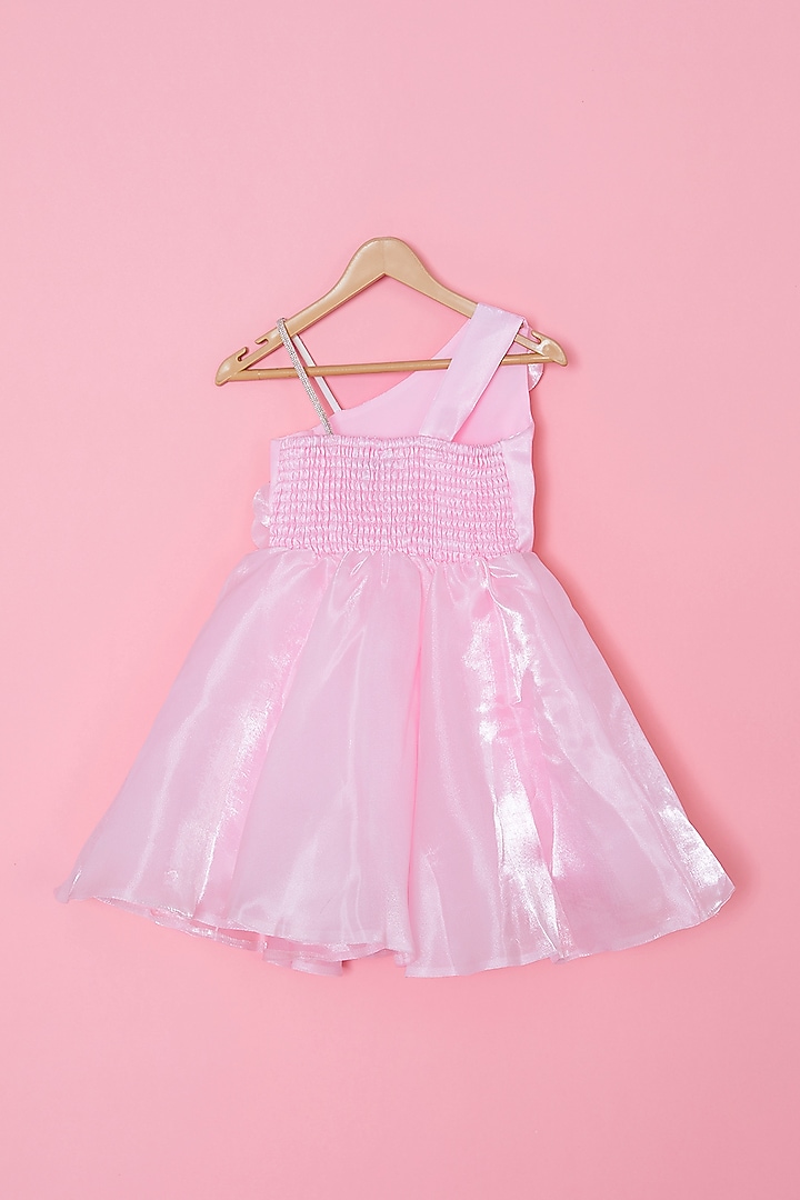 Pink Polyester Poly Silk Dress For Girls by A.T.U.N. (All Things Uber Nice) at Pernia's Pop Up Shop