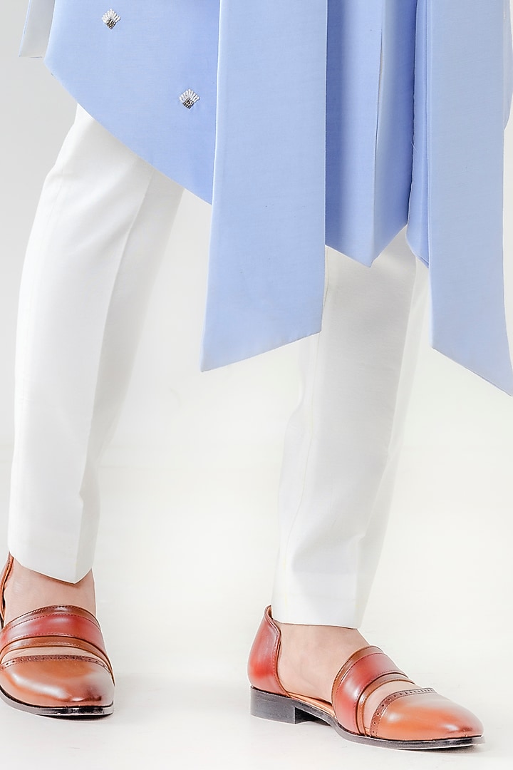 Powder Blue Silk Embellished Wedding Sherwani Set by Amrit Dawani at Pernia's Pop Up Shop