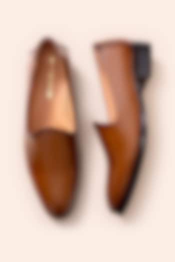 Tan Brown Vegan Leather Toe Shoes by Amrit Dawani