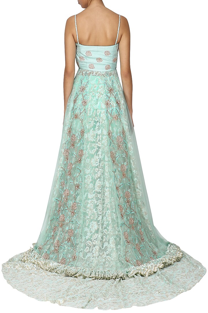 Light blue embellished anarkali with skirt available only at Pernia's Pop Up Shop.