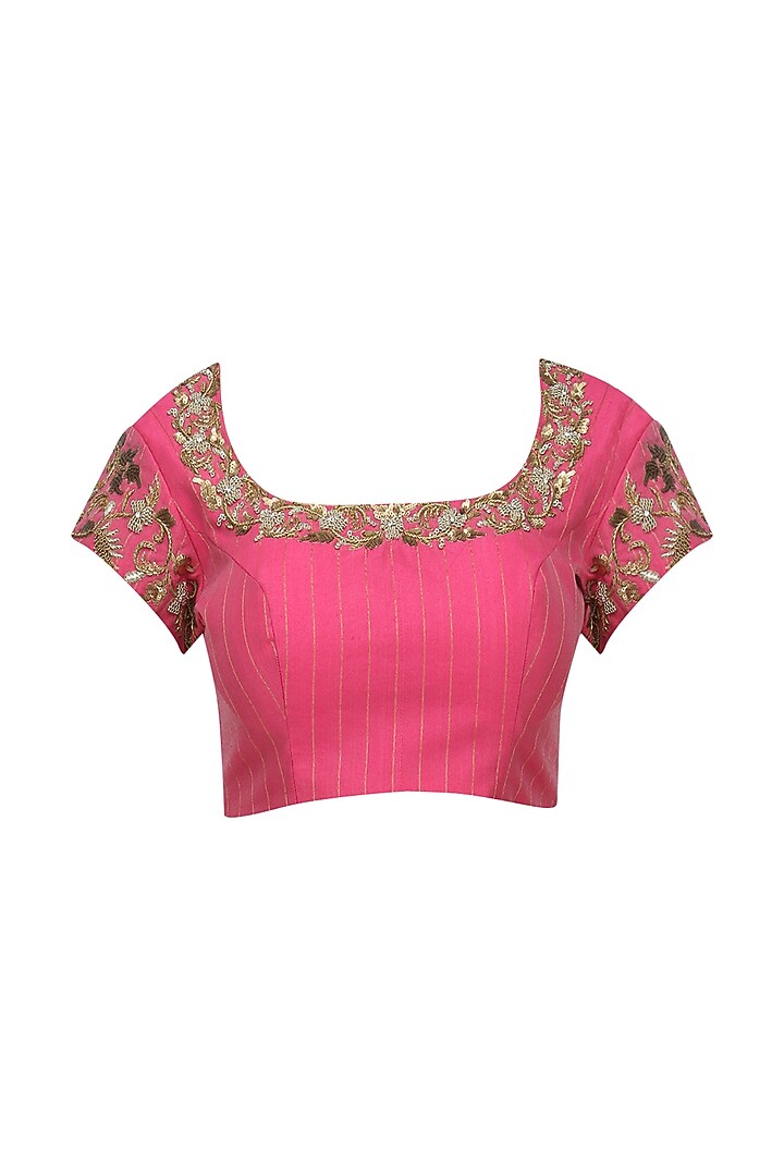 Mint green matka silk saree with pink blouse available only at Pernia's Pop Up Shop.