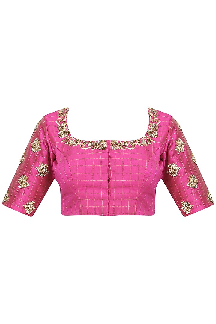 Orange matka silk saree with pink blouse available only at Pernia's Pop Up Shop.
