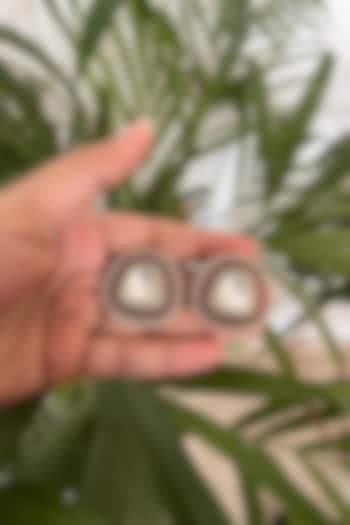 Gold Finish Kundan Polki & Ruby. Synthetic Stone Stud Earrings by Autumn Poppy at Pernia's Pop Up Shop