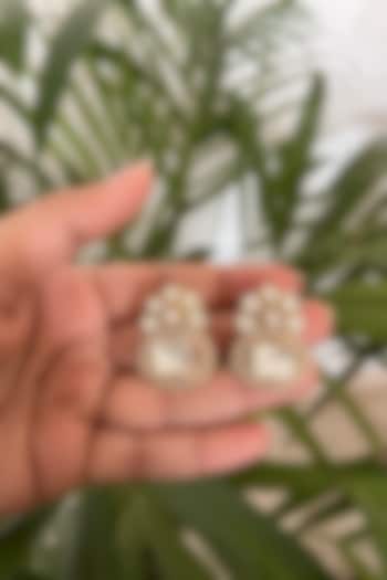 Gold Finish Kundan Polki Dangler Earrings by Autumn Poppy at Pernia's Pop Up Shop