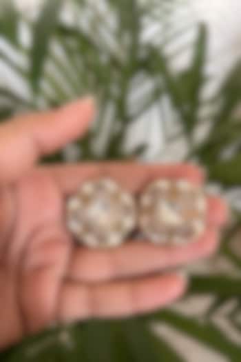 Gold Plated Kundan Polki Stud Earrings by Autumn Poppy at Pernia's Pop Up Shop