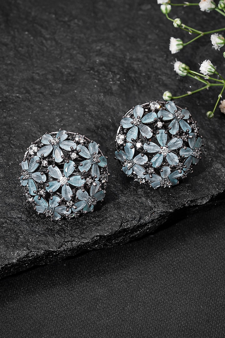 Black Rhodium Finish Multi-Colored Stone Stud Earrings by Autumn Poppy at Pernia's Pop Up Shop