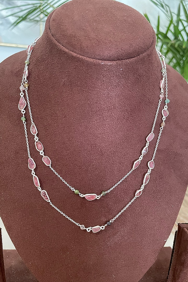 White Finish Tourmaline Necklace In Sterling Silver by Autumn Poppy at Pernia's Pop Up Shop