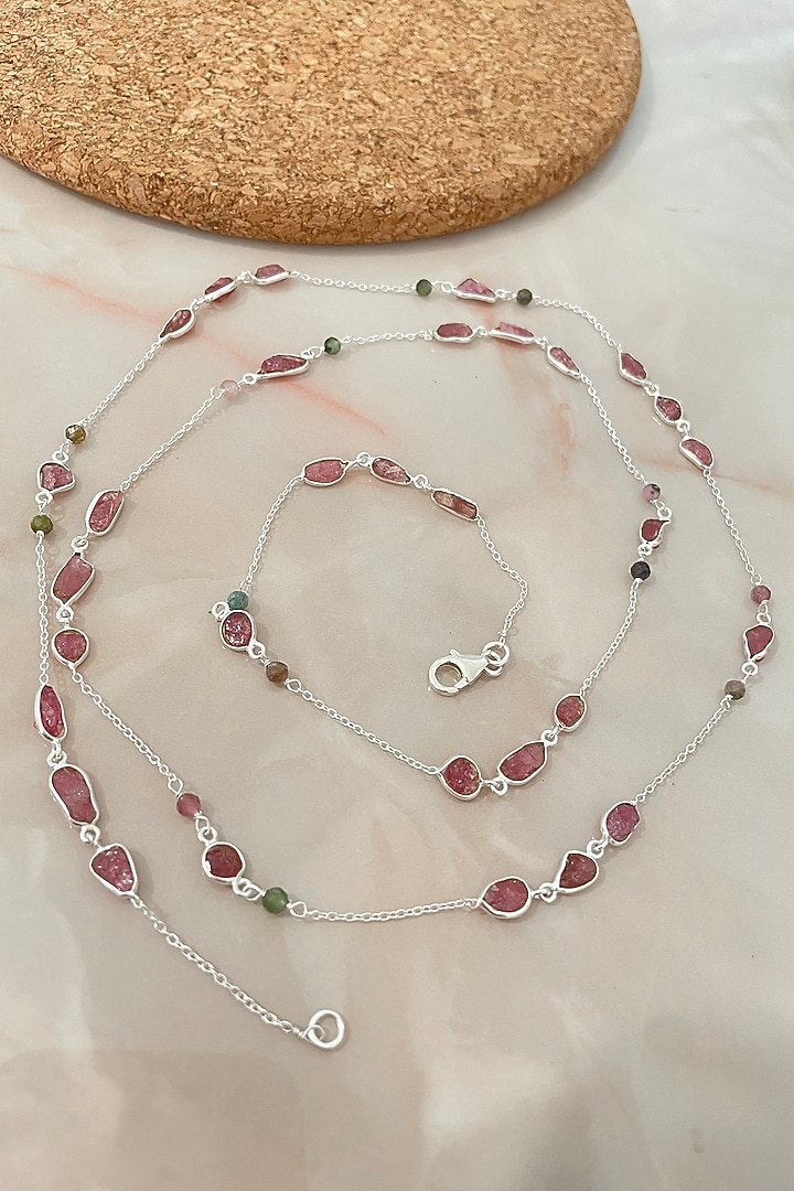 White Finish Tourmaline Necklace In Sterling Silver by Autumn Poppy at Pernia's Pop Up Shop