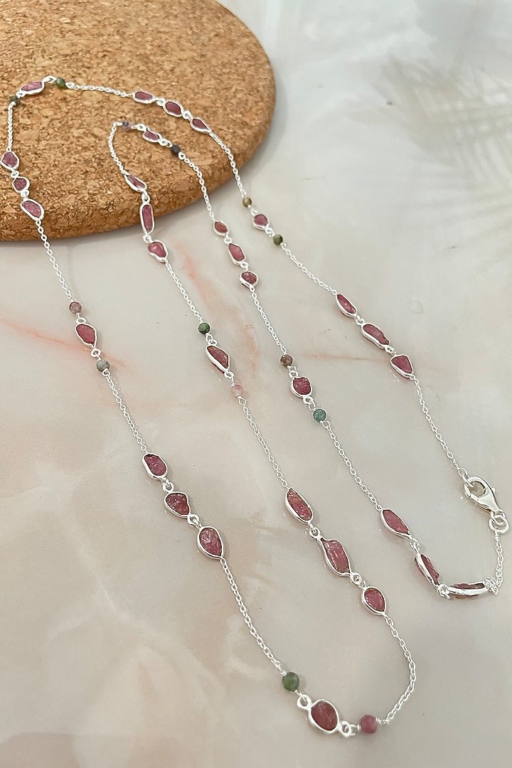 White Finish Tourmaline Necklace In Sterling Silver by Autumn Poppy at Pernia's Pop Up Shop