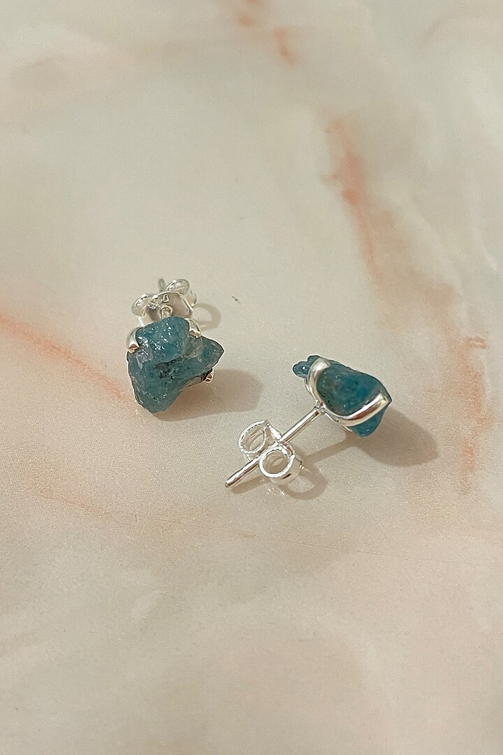 White Finish Amazonite & Apatite Stone Necklace Set In Sterling Silver by Autumn Poppy at Pernia's Pop Up Shop