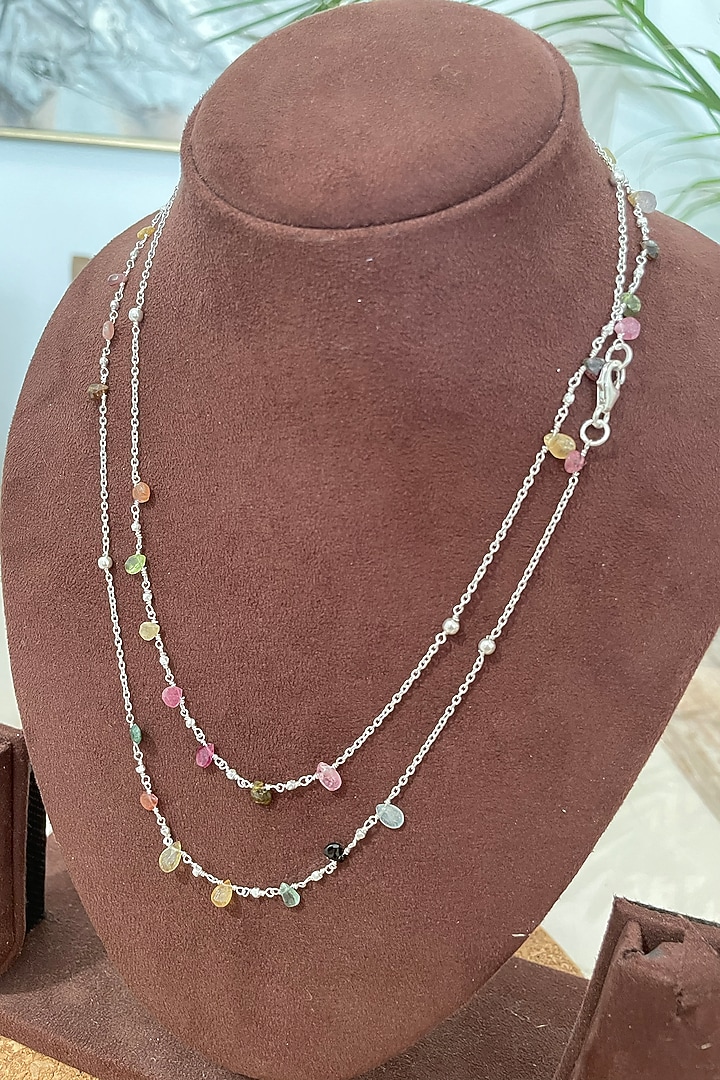 White Finish Tourmaline Necklace In Sterling Silver by Autumn Poppy at Pernia's Pop Up Shop