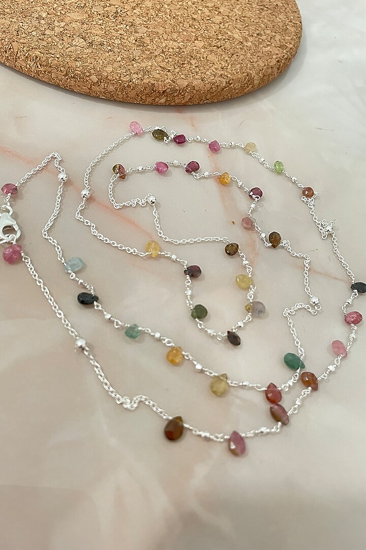 White Finish Tourmaline Necklace In Sterling Silver by Autumn Poppy at Pernia's Pop Up Shop