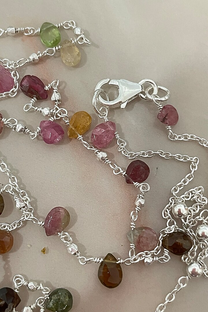 White Finish Tourmaline Necklace In Sterling Silver by Autumn Poppy at Pernia's Pop Up Shop