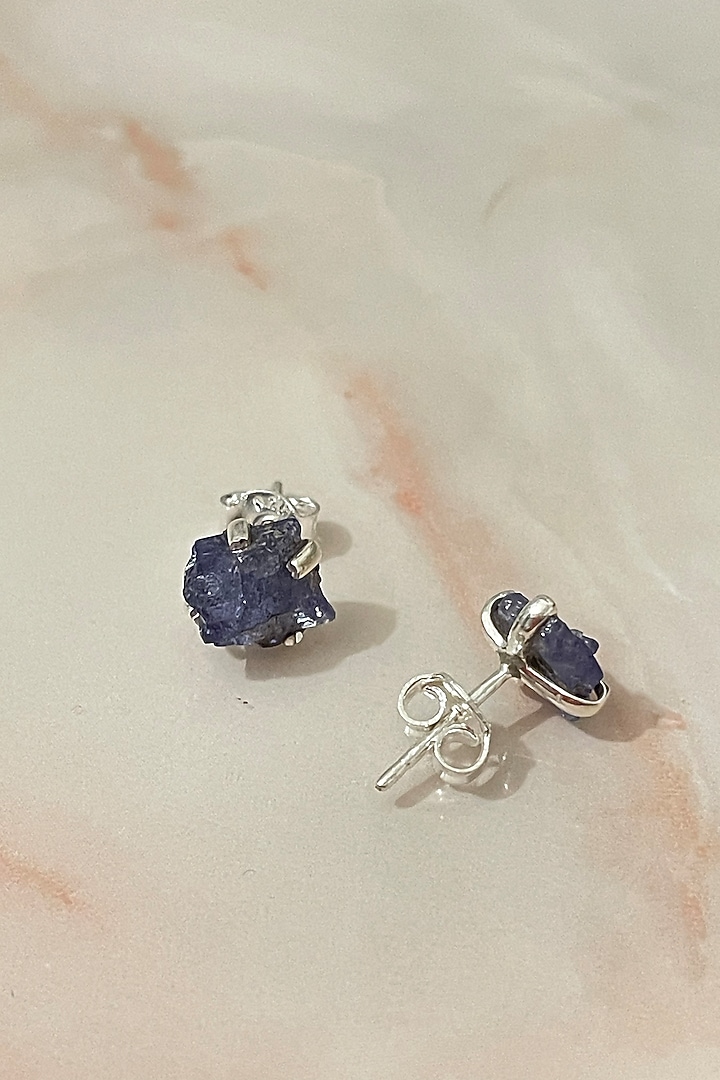 White Finish Tanzanite Stone Necklace Set In Sterling Silver by Autumn Poppy at Pernia's Pop Up Shop
