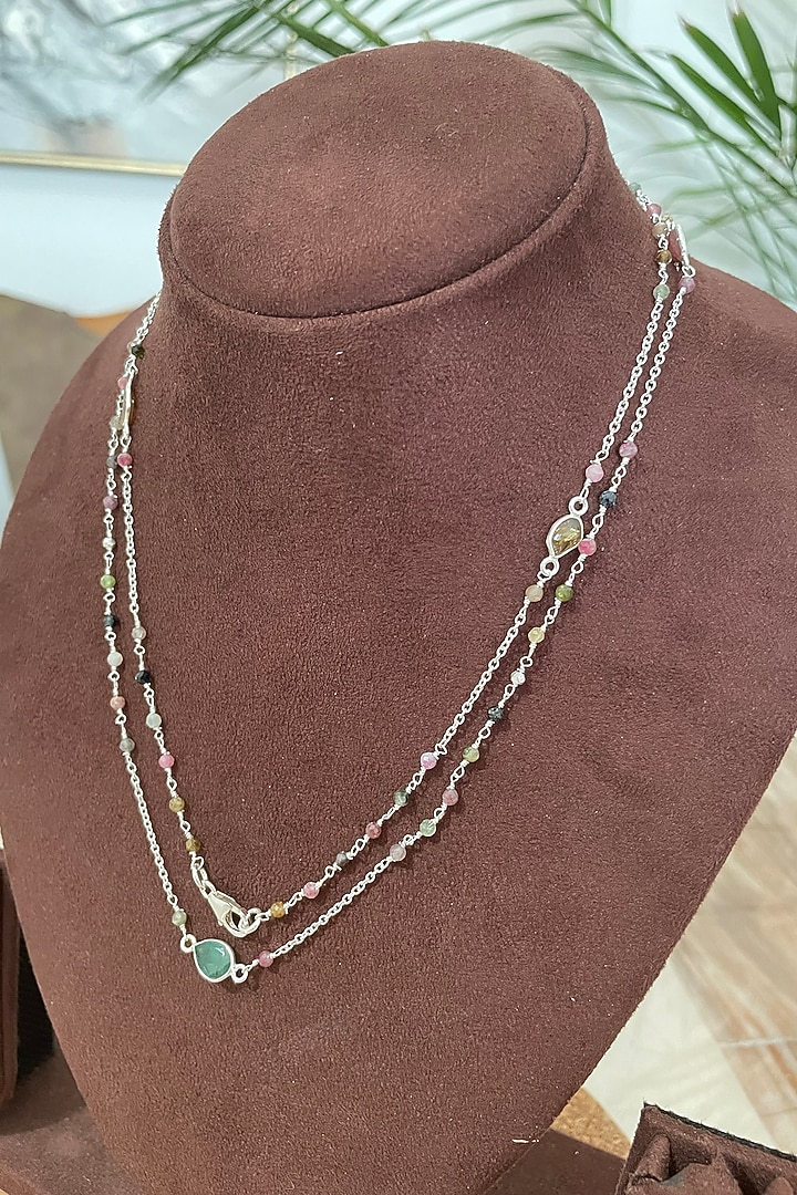 White Finish Tourmaline Necklace In Sterling Silver by Autumn Poppy at Pernia's Pop Up Shop
