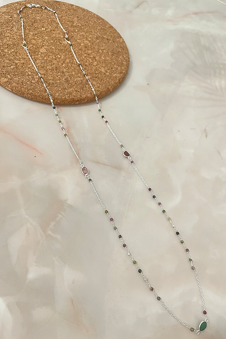 White Finish Tourmaline Necklace In Sterling Silver by Autumn Poppy at Pernia's Pop Up Shop