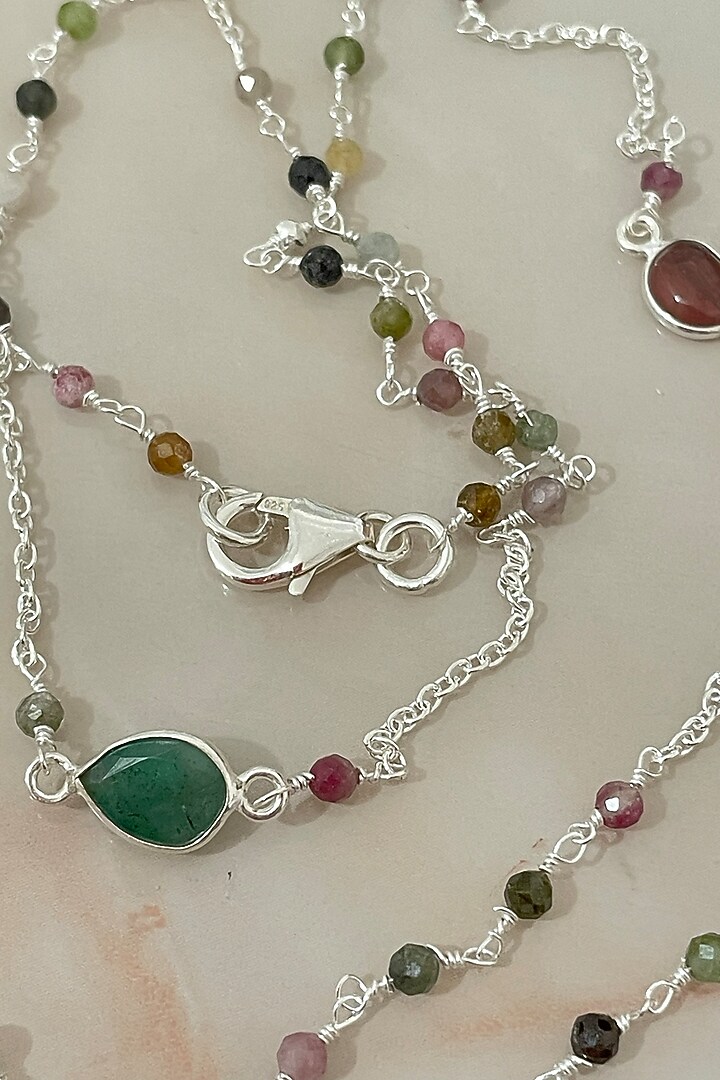 White Finish Tourmaline Necklace In Sterling Silver by Autumn Poppy at Pernia's Pop Up Shop