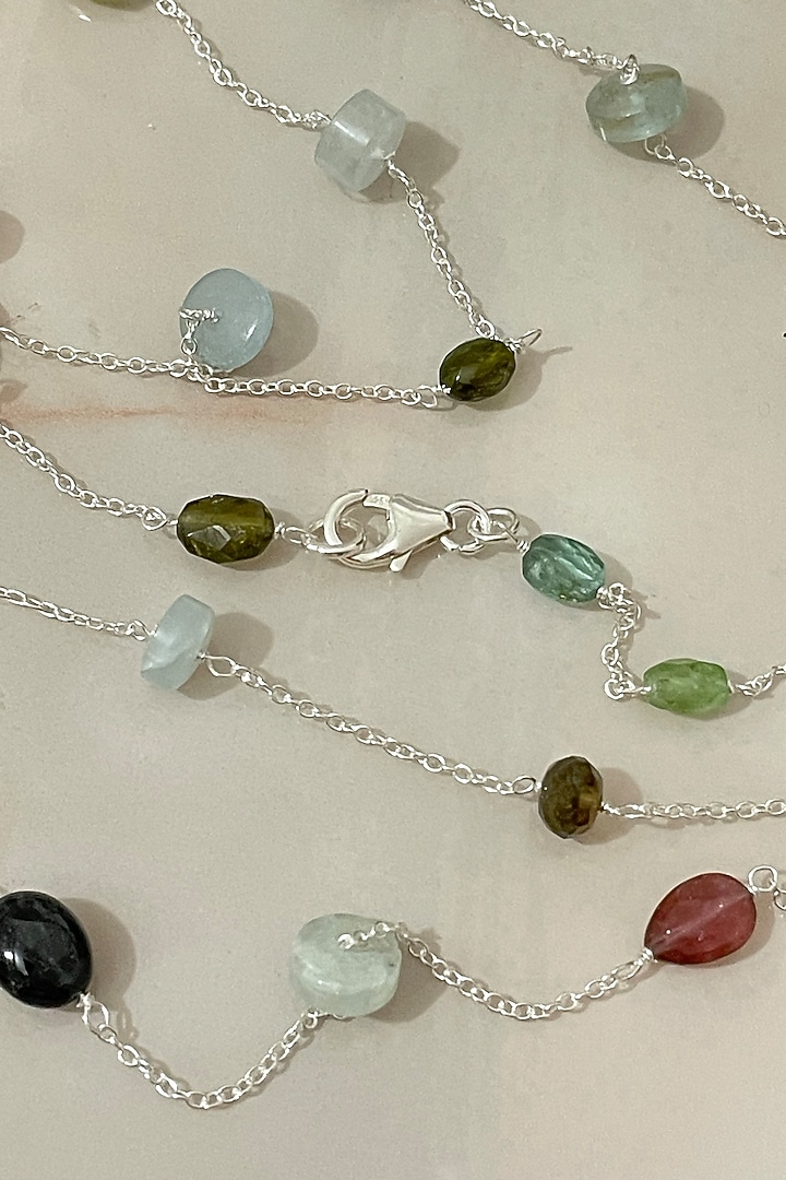 White Finish Tourmaline Necklace Set In Sterling Silver by Autumn Poppy at Pernia's Pop Up Shop