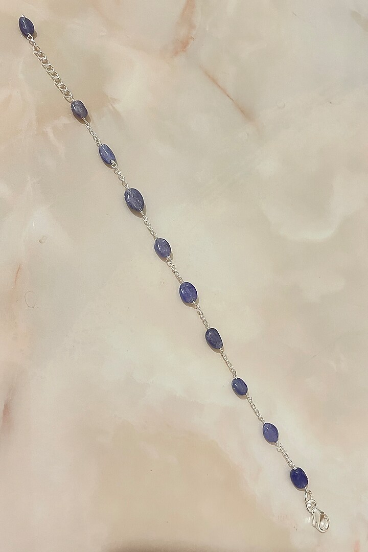 White Finish Tanzanite Bracelet In Sterling Silver by Autumn Poppy at Pernia's Pop Up Shop
