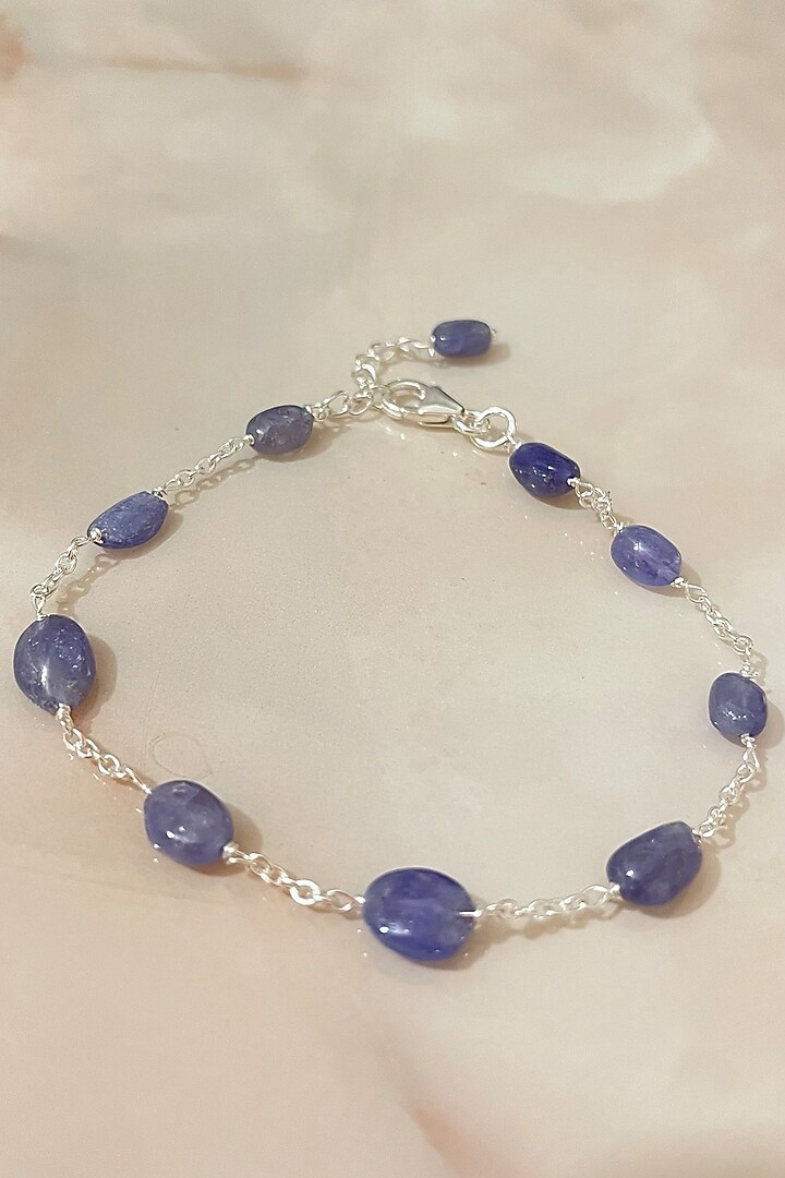 White Finish Tanzanite Bracelet In Sterling Silver by Autumn Poppy at Pernia's Pop Up Shop