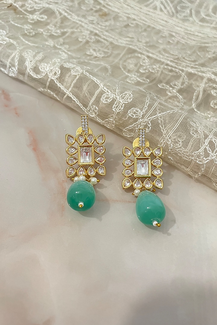 White Finish Gemstone & Aqua Beaded Choker Necklace Set by Autumn Poppy at Pernia's Pop Up Shop
