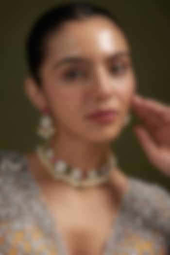 Gold Plated Kundan Polki Choker Necklace Set by Autumn Poppy at Pernia's Pop Up Shop