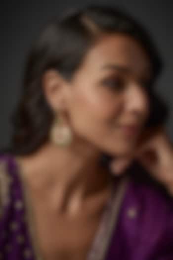 Gold Plated Emerald & Kundan Chandbali Earrings by Autumn Poppy at Pernia's Pop Up Shop