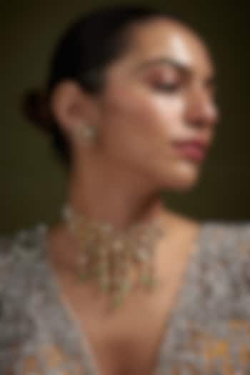 Gold Plated Kundan Polki Choker Necklace Set by Autumn Poppy at Pernia's Pop Up Shop