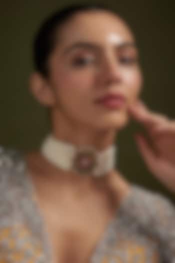 Gold Plated Pearl & Emerald Choker Necklace by Autumn Poppy at Pernia's Pop Up Shop