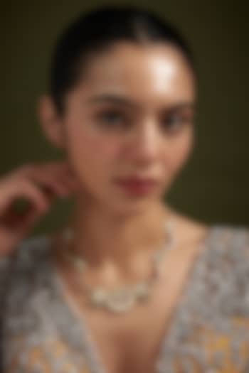 Gold Plated Floral Kundan & Pearl Necklace by Autumn Poppy at Pernia's Pop Up Shop