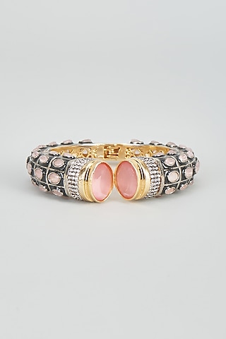 Two Tone Plated Zircon & Quartz Bangle by Autumn Poppy