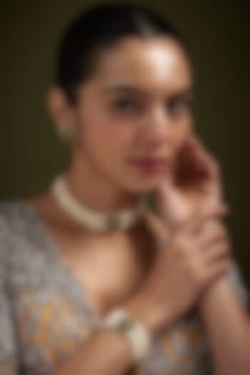 Gold Plated Kundan & Pearl Choker Necklace Set by Autumn Poppy at Pernia's Pop Up Shop
