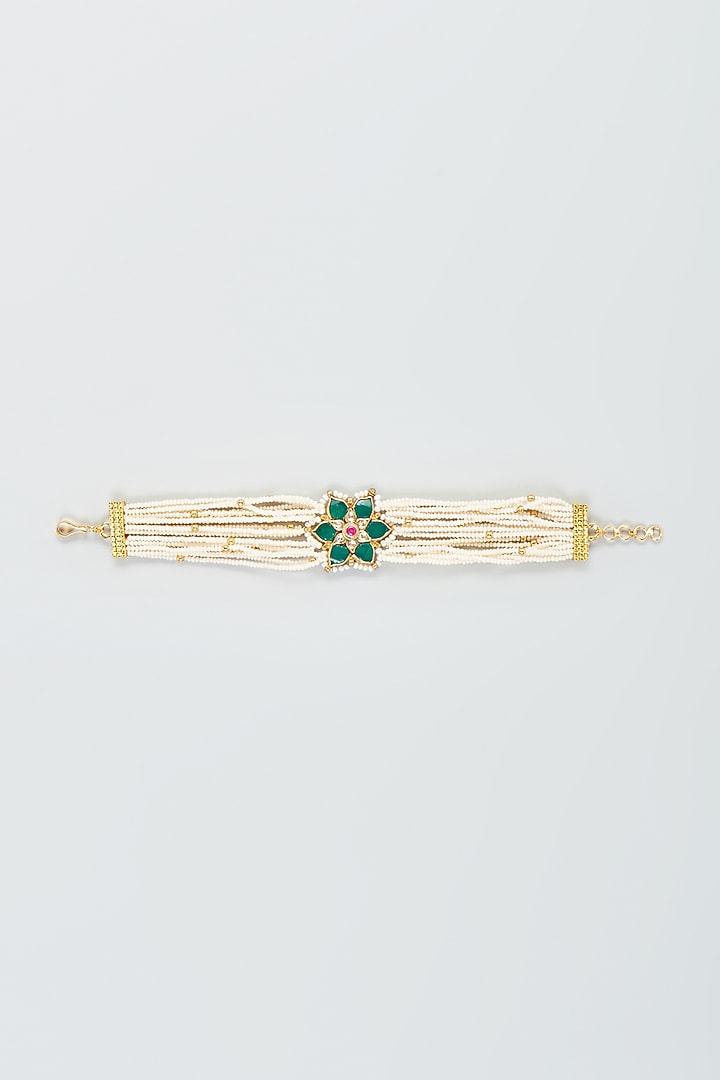 Gold Plated Kundan & Pearl Choker Necklace Set by Autumn Poppy at Pernia's Pop Up Shop
