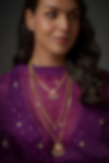 Gold Plated Kundan & Red Stone Layered Necklace by Autumn Poppy at Pernia's Pop Up Shop