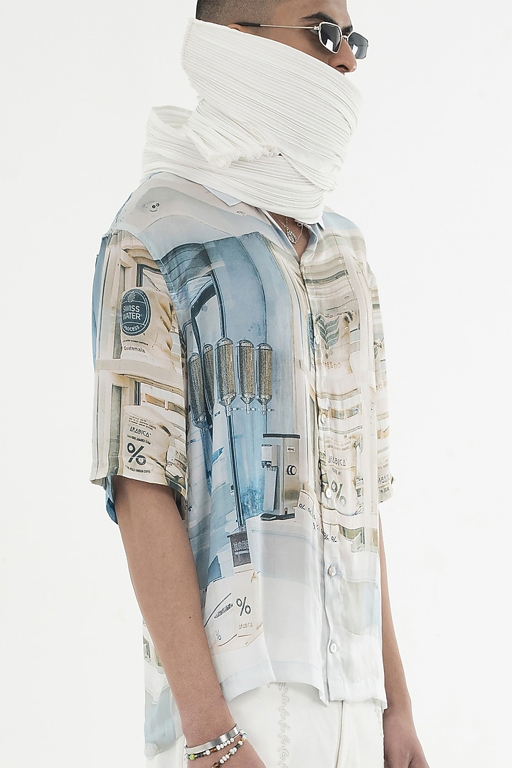Multi-Colored Bemberg Cupro Digital Printed Summer Shirt by Aurge Studios at Pernia's Pop Up Shop