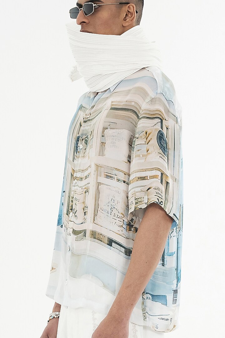 Multi-Colored Bemberg Cupro Digital Printed Summer Shirt by Aurge Studios at Pernia's Pop Up Shop