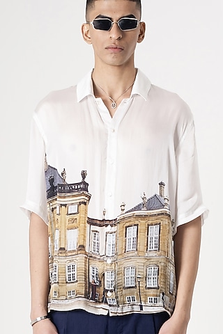 Multi-Colored Bemberg Cupro Digital Printed Shirt by Aurge Studios