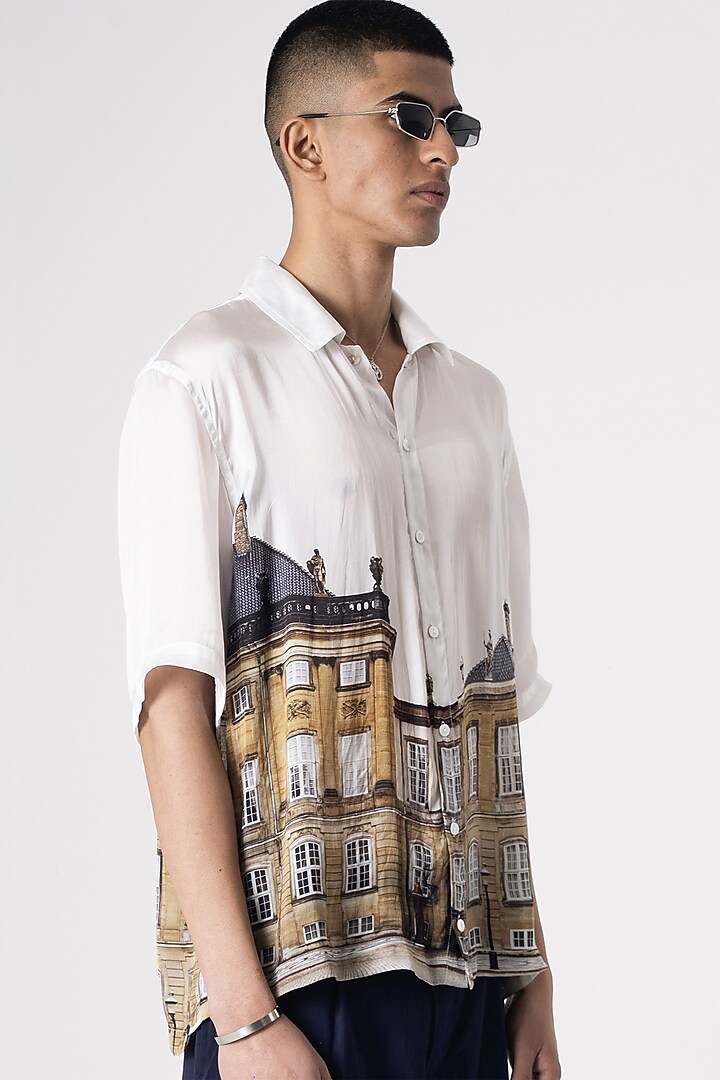 Multi-Colored Bemberg Cupro Digital Printed Summer Shirt by Aurge Studios at Pernia's Pop Up Shop